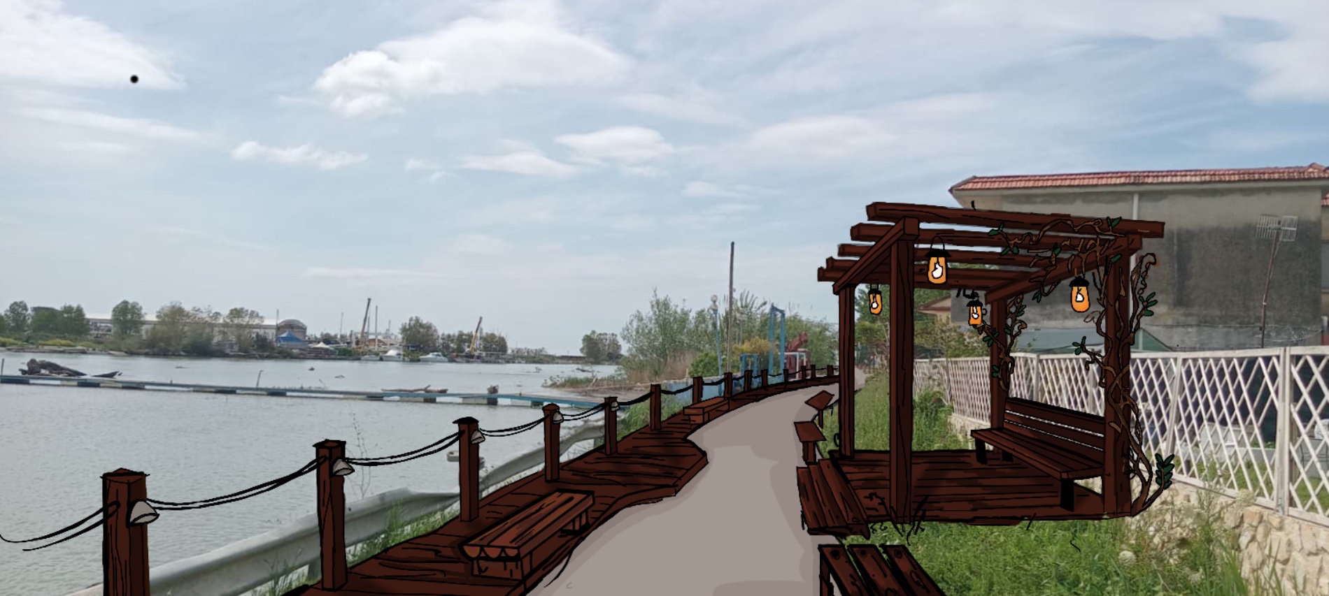 boardwalk pergola after
